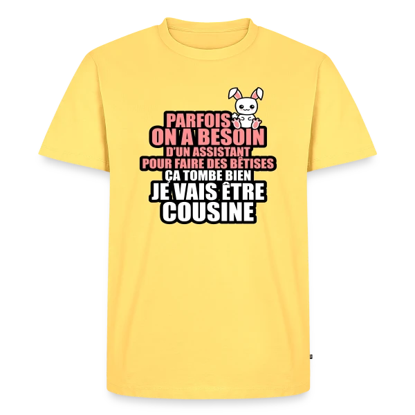 Humour Future Cousine : Besoin D'un Assistant Pour Bêtises sur T-shirt Premium bio Homme