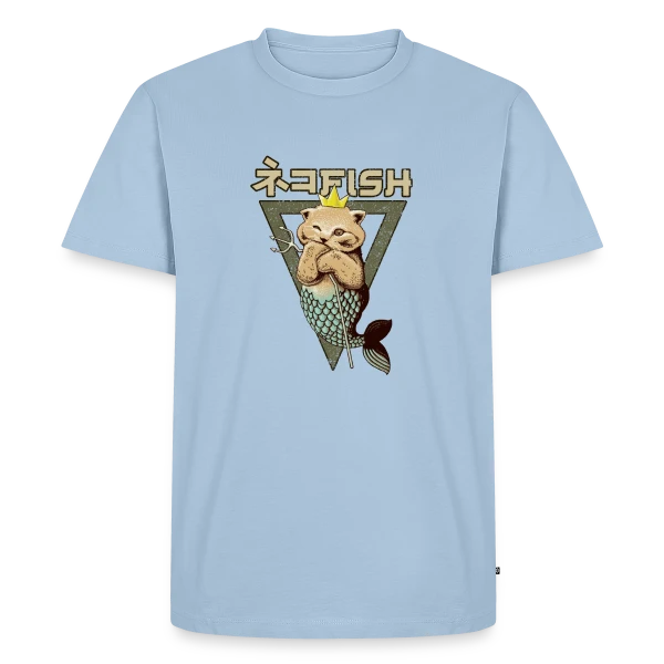 Maquette de T-shirt Premium bio Homme « Chat Sirène » à personnaliser