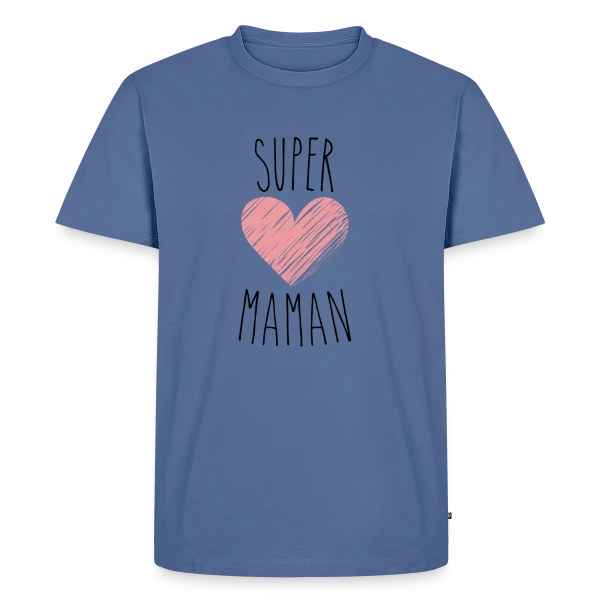 Maquette de T-shirt Premium bio Homme « Super Maman : Le T-shirt Indispensable pour votre Héroïne » à personnaliser