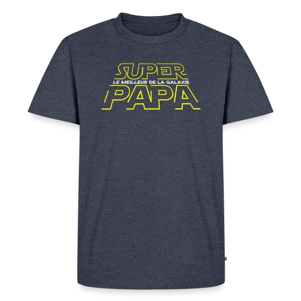 Maquette de T-shirt Premium bio Homme « Super Papa Galactique - La Force est en lui » à personnaliser