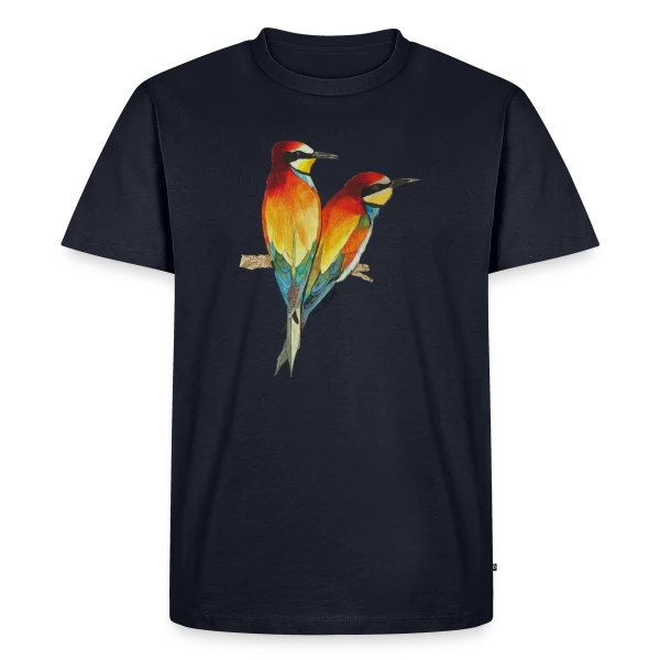 Maquette de T-shirt Premium bio Homme « Guêpiers d'Europe Colorés » à personnaliser