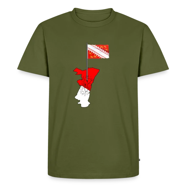 Maquette de T-shirt Premium bio Homme « Drapeau Alsace Emblème Régional » à personnaliser