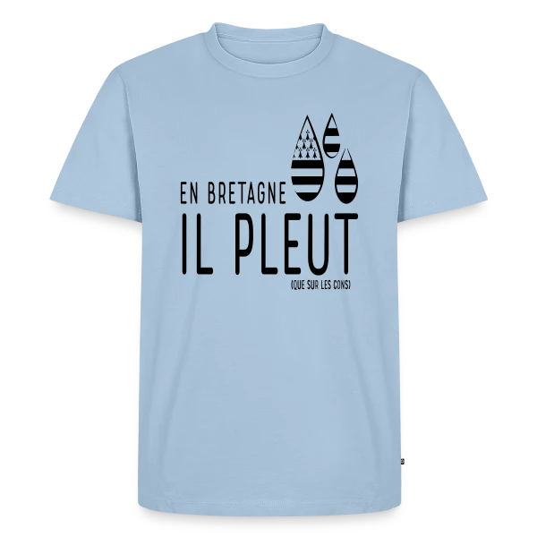 Maquette de T-shirt Premium bio Homme « Bretagne Pluie Humour » à personnaliser