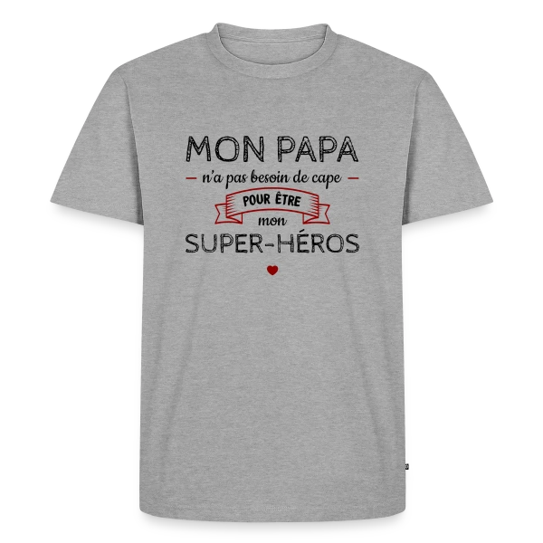 Maquette de T-shirt Premium bio Homme « Mon Papa, Mon Super-Héros Sans Cape » à personnaliser