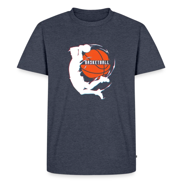Maquette de T-shirt Premium bio Homme « Essentiel Fan de Basketball » à personnaliser