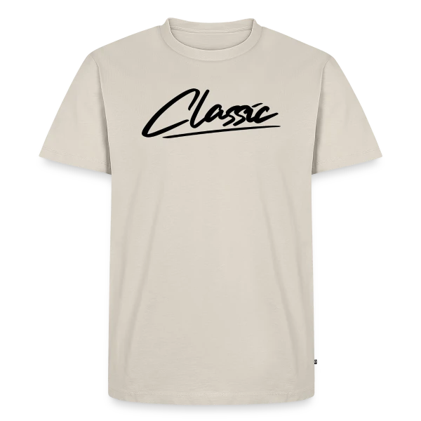 Maquette de T-shirt Premium bio Homme « Typographie "Classic" Élégante » à personnaliser
