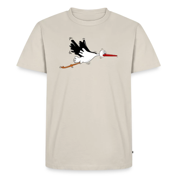 Maquette de T-shirt Premium bio Homme « Cigogne d'Alsace Animal Emblématique » à personnaliser