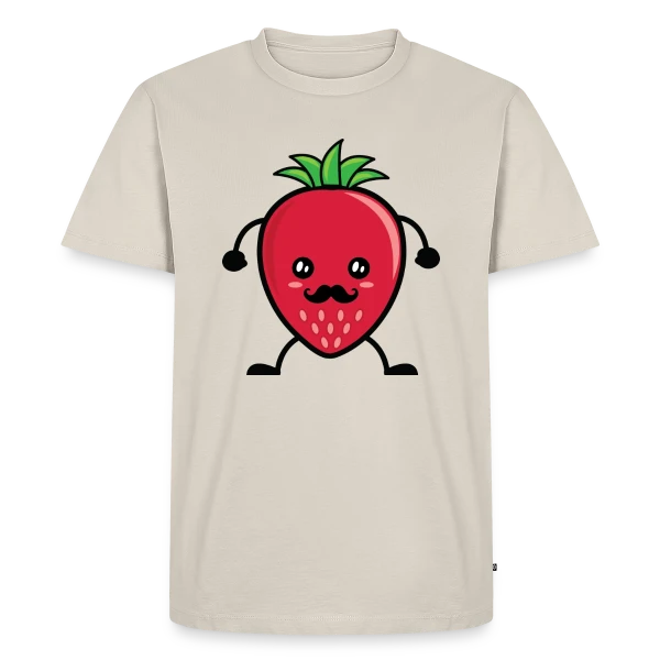 Maquette de T-shirt Premium bio Homme « Fraise Kawaii Adorable et Tendance » à personnaliser