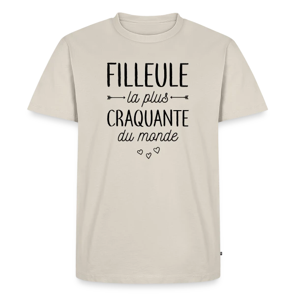 Maquette de T-shirt Premium bio Homme « Ma Filleule la Plus Craquante » à personnaliser