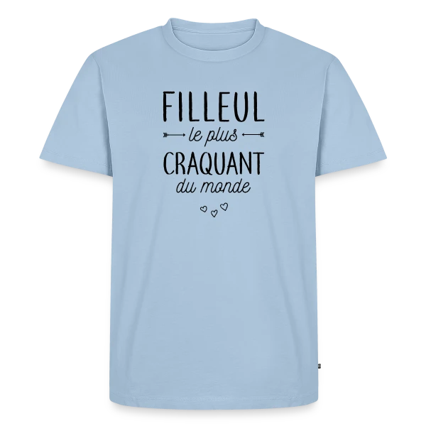 Maquette de T-shirt Premium bio Homme « Mon Filleul Adoré et Craquant » à personnaliser