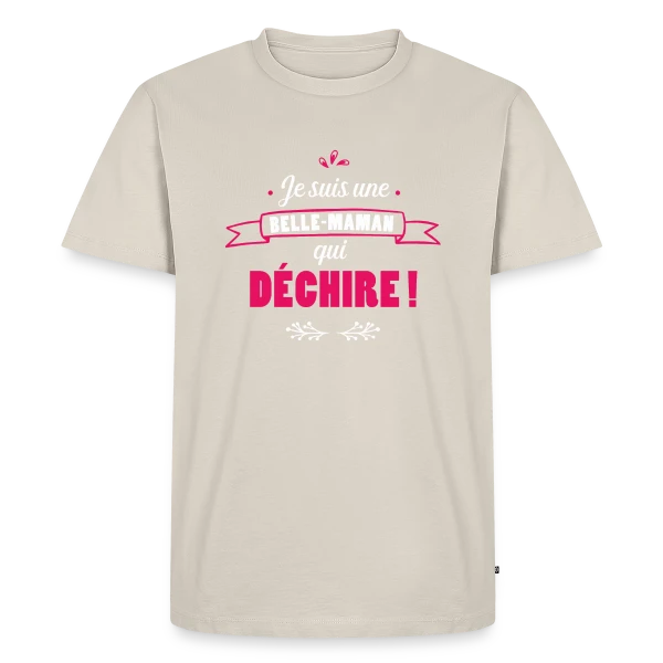 Maquette de T-shirt Premium bio Homme « Belle-Maman Qui Déchire » à personnaliser