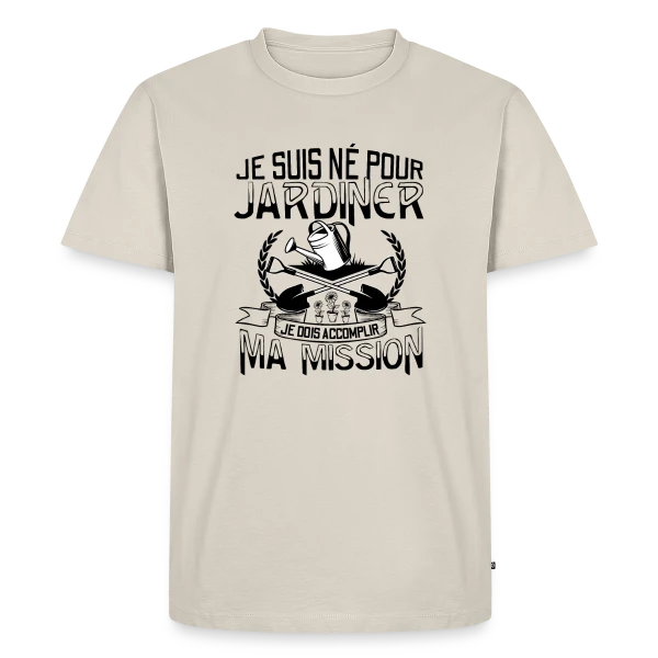 Né pour Jardiner - Mission Jardinage Humour sur T-shirt Premium bio Homme