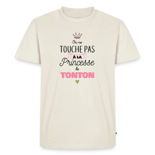 Maquette de T-shirt Premium bio Homme « La Princesse de Tonton - Touche Pas ! » à personnaliser
