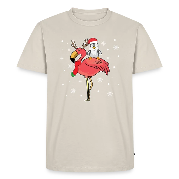 Flamant Rose Noël Renne sur T-shirt Premium bio Homme