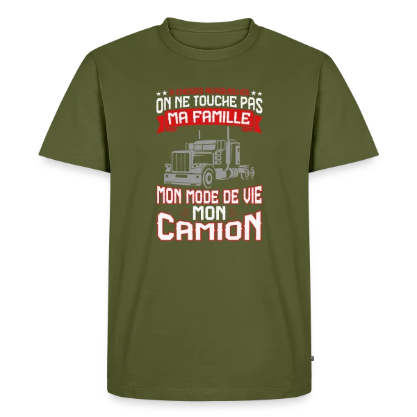3 Choses Auxquelles on ne Touche Pas : Famille, Vie, Camion - Humour Routier sur T-shirt Premium bio Homme