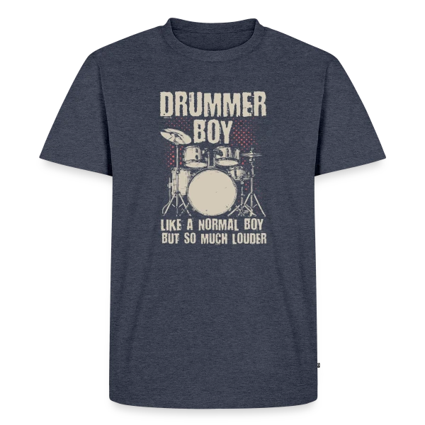 Maquette de T-shirt Premium bio Homme « Batteur Garçon Un Peu Plus Fort » à personnaliser