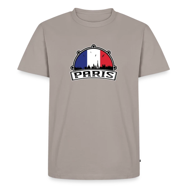 Maquette de T-shirt Premium bio Homme « Paris Skyline Drapeau Français » à personnaliser