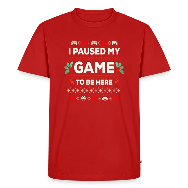 Maquette de T-shirt Premium bio Homme « Joyeux Noël au Gamer : T-shirt Cadeau Idéal PC Zocker » à personnaliser