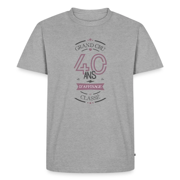Maquette de T-shirt Premium bio Homme « 40 Ans d'Affinage : T-shirt Humour Anniversaire » à personnaliser