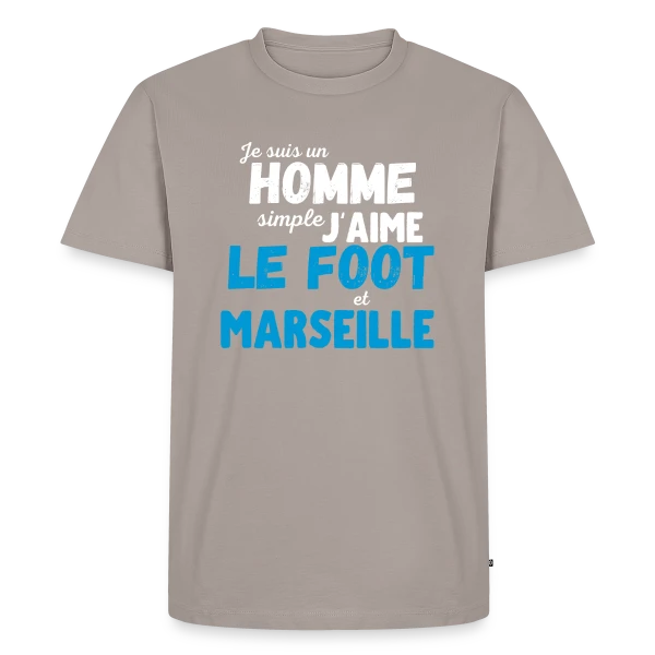 Maquette de T-shirt Premium bio Homme « J'aime Foot Marseille » à personnaliser