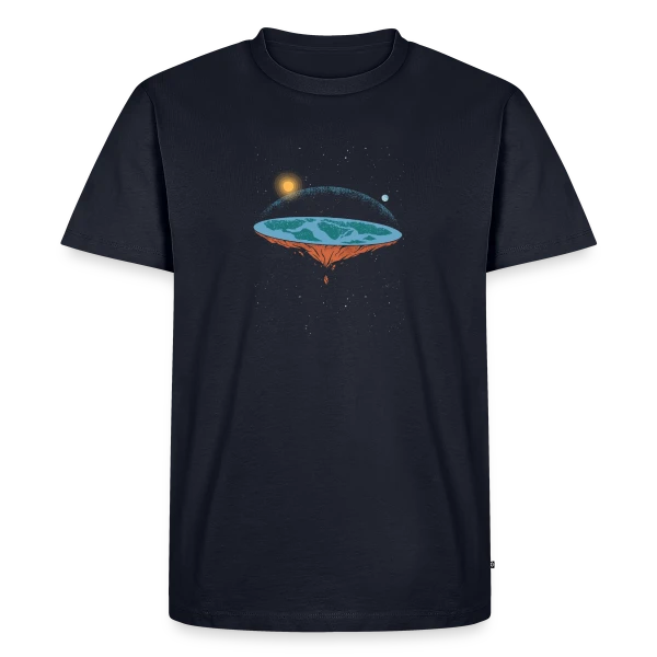 Maquette de T-shirt Premium bio Homme « Terre Plate Univers » à personnaliser