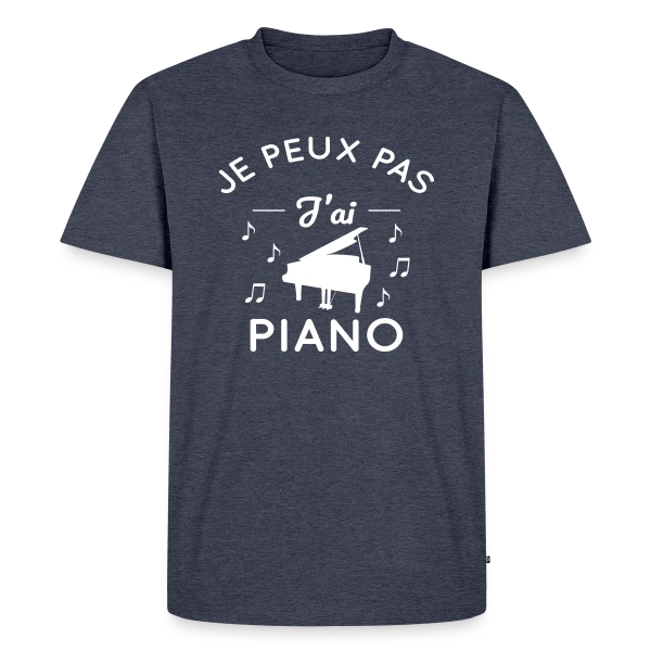 Maquette de T-shirt Premium bio Homme « Je Peux Pas J'ai Piano : L'Excuse Parfaite du Pianiste » à personnaliser