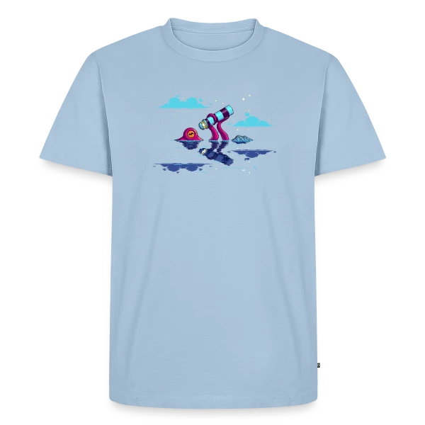 Maquette de T-shirt Premium bio Homme « Octocurious : Poulpe Curieux Nocturne » à personnaliser