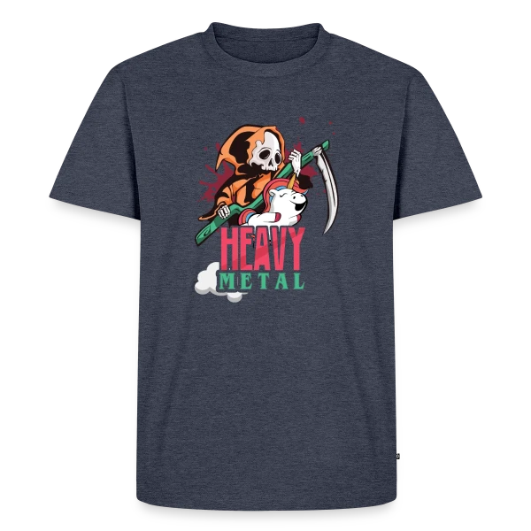 Maquette de T-shirt Premium bio Homme « Squelette Guitariste Heavy Metal » à personnaliser