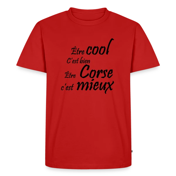 Maquette de T-shirt Premium bio Homme « Humour 'Être Corse' » à personnaliser