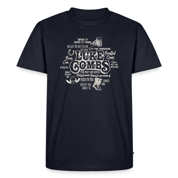 Maquette de T-shirt Premium bio Homme « Luke Combs Esprit Country » à personnaliser