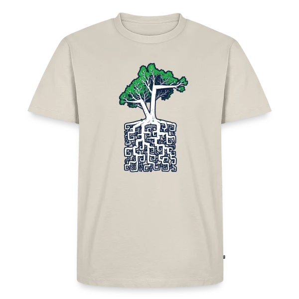 Maquette de T-shirt Premium bio Homme « Racine Carrée : Quand la Nature Calcule » à personnaliser