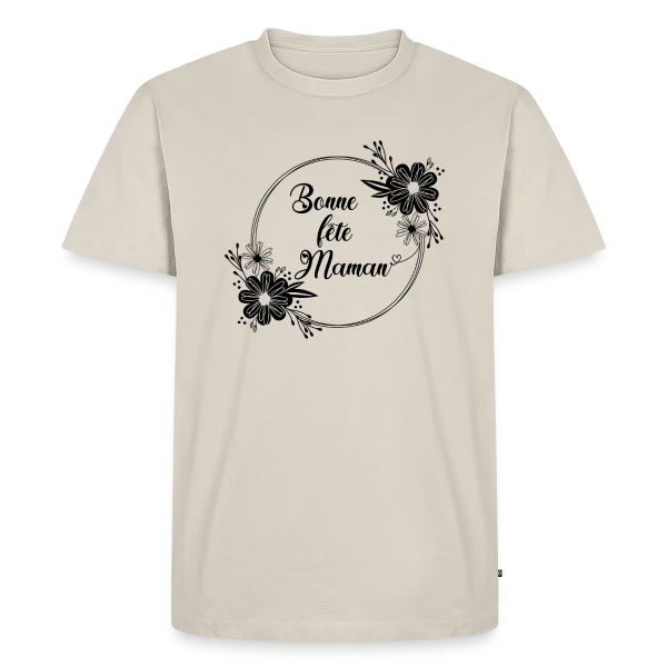 Maquette de T-shirt Premium bio Homme « Bonne Fête Maman - Cadeau Idéal » à personnaliser