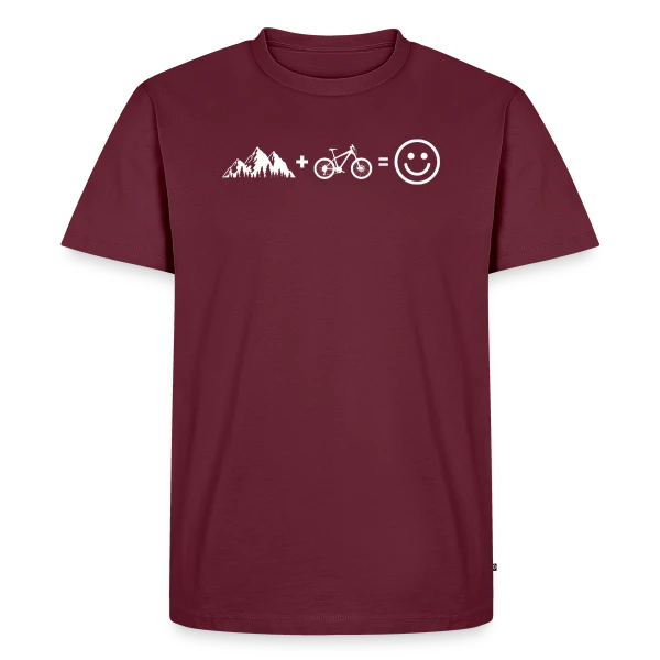 Maquette de T-shirt Premium bio Homme « VTT Bonheur Montagne » à personnaliser