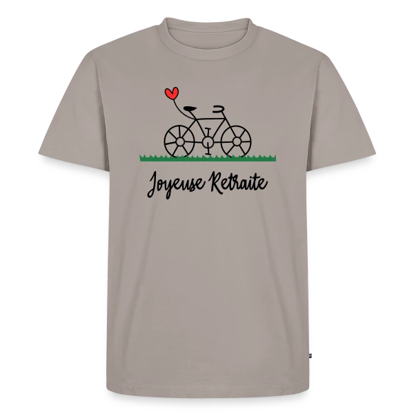 Maquette de T-shirt Premium bio Homme « Vive la Retraite : Vélo, Van et Voyages » à personnaliser