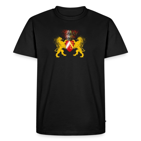Maquette de T-shirt Premium bio Homme « Blason Alsace - Les Lions Gardiens » à personnaliser