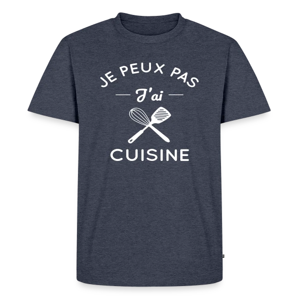 Maquette de T-shirt Premium bio Homme « Humour : Je Peux Pas, J'ai Cuisine ! » à personnaliser