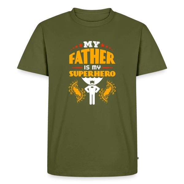 Maquette de T-shirt Premium bio Homme « Super Papa Exceptionnel - Cadeau Fête des Pères » à personnaliser