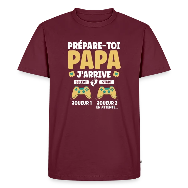 Prépare-toi Papa J'arrive : T-shirt Annonce Grossesse Gamer sur T-shirt Premium bio Homme