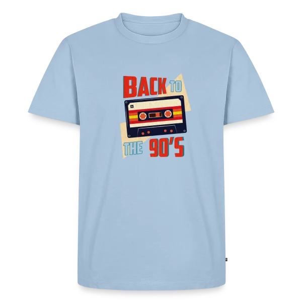 Maquette de T-shirt Premium bio Homme « Retour aux Années 90 Cassette » à personnaliser