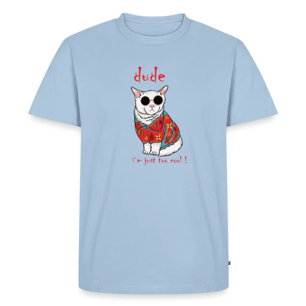 Maquette de T-shirt Premium bio Homme « Chat Cool Hawaïen » à personnaliser