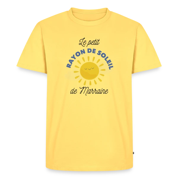 Maquette de T-shirt Premium bio Homme « Marraine : Mon Rayon de Soleil » à personnaliser