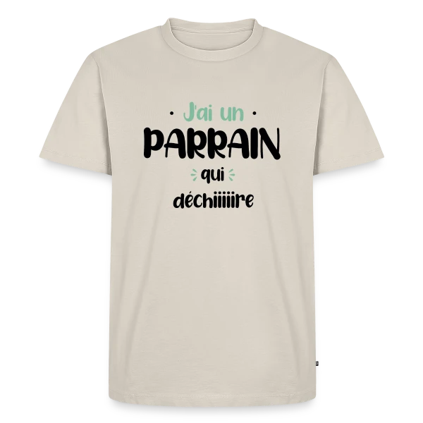 Maquette de T-shirt Premium bio Homme « J'ai un parrain qui déchire » à personnaliser
