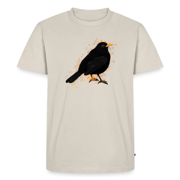 Maquette de T-shirt Premium bio Homme « Merle Noir Taches » à personnaliser