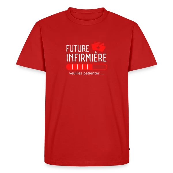 Maquette de T-shirt Premium bio Homme « Future Infirmière : Patientez ! T-shirt Humour et Motivation » à personnaliser