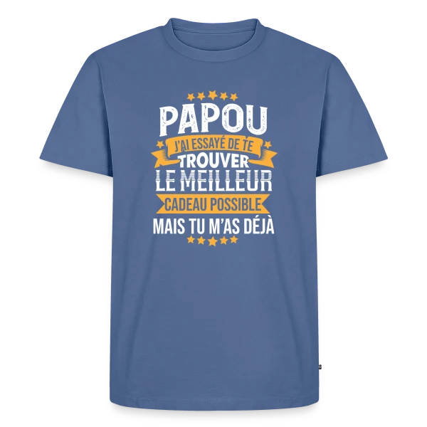 Maquette de T-shirt Premium bio Homme « Papou Humour - Tu m'as déjà comme cadeau » à personnaliser