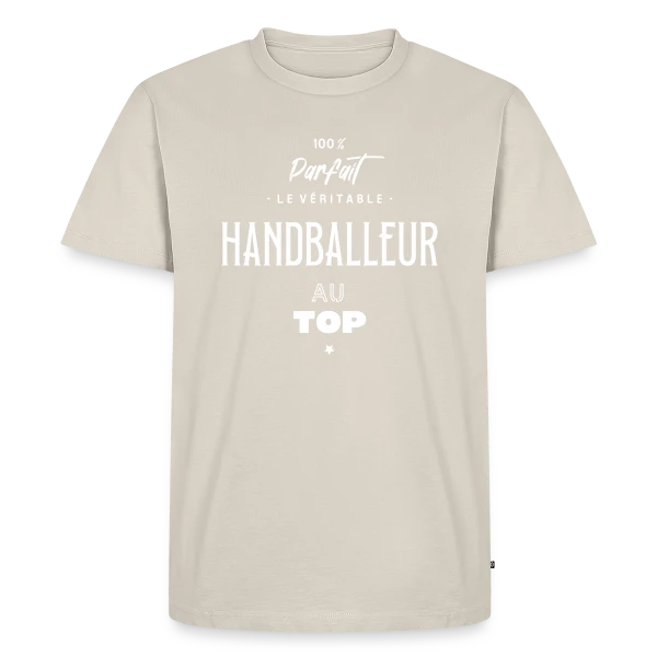 Maquette de T-shirt Premium bio Homme « L'As du Handball » à personnaliser