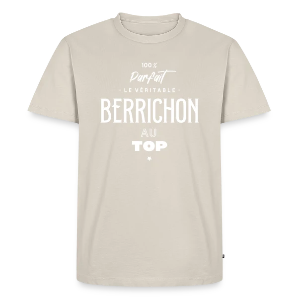 Maquette de T-shirt Premium bio Homme « Berrichon Authentique & Fier » à personnaliser