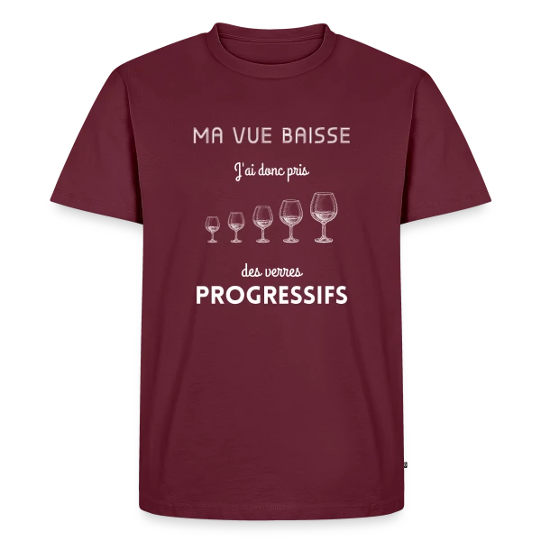 Maquette de T-shirt Premium bio Homme « Humour Vin Drôle » à personnaliser