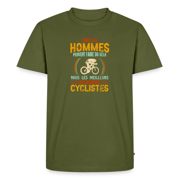 Maquette de T-shirt Premium bio Homme « Humour Cycliste - Les Meilleurs Sont Cyclistes » à personnaliser