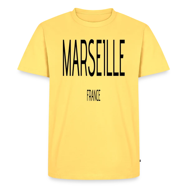 Maquette de T-shirt Premium bio Homme « Marseille France Typographie » à personnaliser